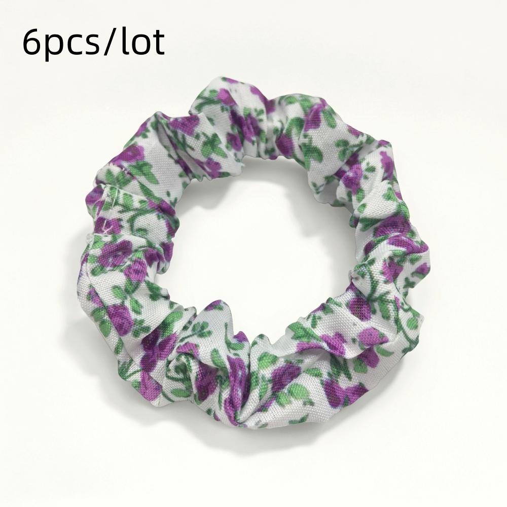 6pcs/lot Scrunchies for Hair Elastic Scrunchy Women Small Chiffon Floral Fabric Fashion Cute Daisy Garden Vocation