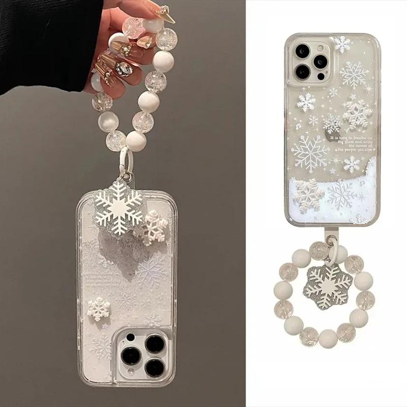 Nový pískový kryt na telefon s vločkami a náramkem Vhodný pro ženy Apple 16promax Nárazuvzdorný kryt pro iPhone15