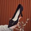 Pointed Metal Buckle High-end Thin Heels Single Shoes 2025 Spring and Autumn New Work Shoes Celebrity Temperament High Heels Women