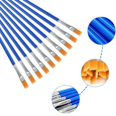 10Pcs Painting Brushes Set Art Round Flat Hair Nylon Hair Paint Brush Pen for Oil Acrylic Watercolor School Art Supplies