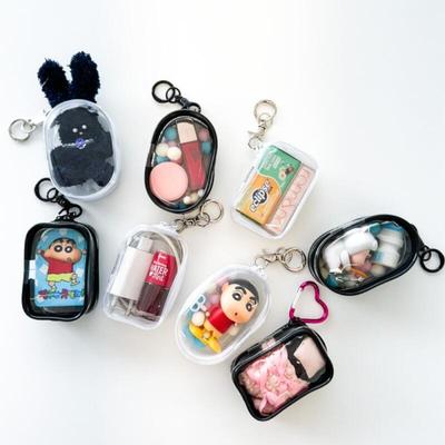 Mini Transparent 10cm Doll Pouch Keychain 8 Types Storage Square Round