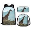 Classico Divertente Animale Panda Stampa 3D 3pz/Set Zainetti Scolastici per Bambini Zaino per Laptop Zaino Giornaliero Borsa Pranzo Astuccio