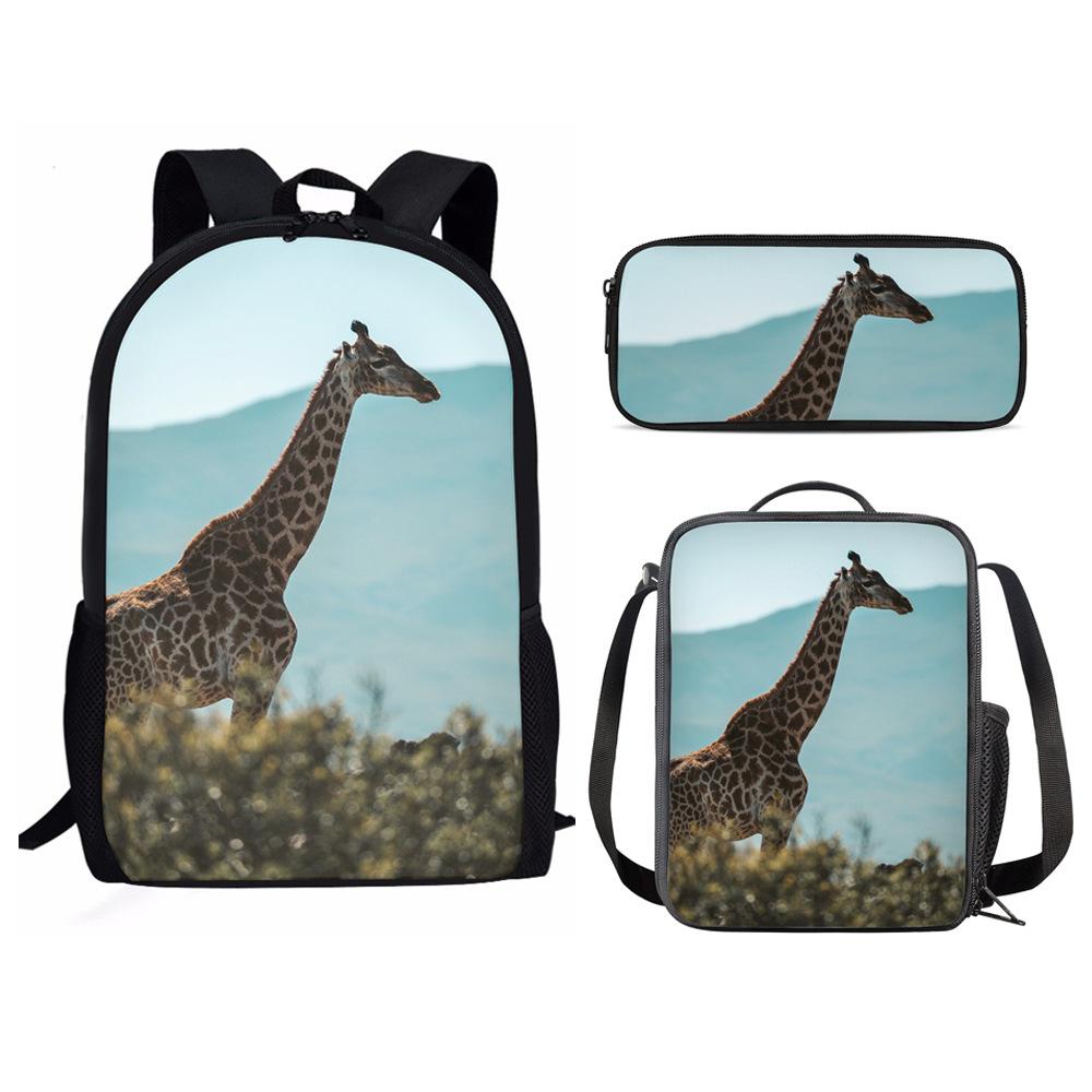 Classico Divertente Animale Panda Stampa 3D 3pz/Set Zainetti Scolastici per Bambini Zaino per Laptop Zaino Giornaliero Borsa Pranzo Astuccio