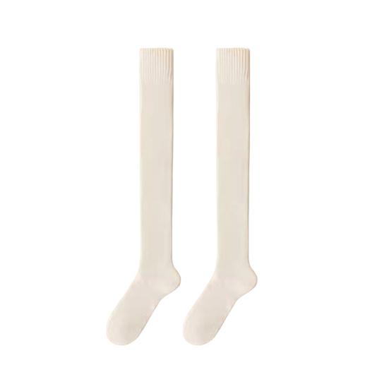 1 Pair Women Winter Warm Long Socks Solid Color Thickened Soft Thermal Stockings Fluffy Female Over Knee Socks