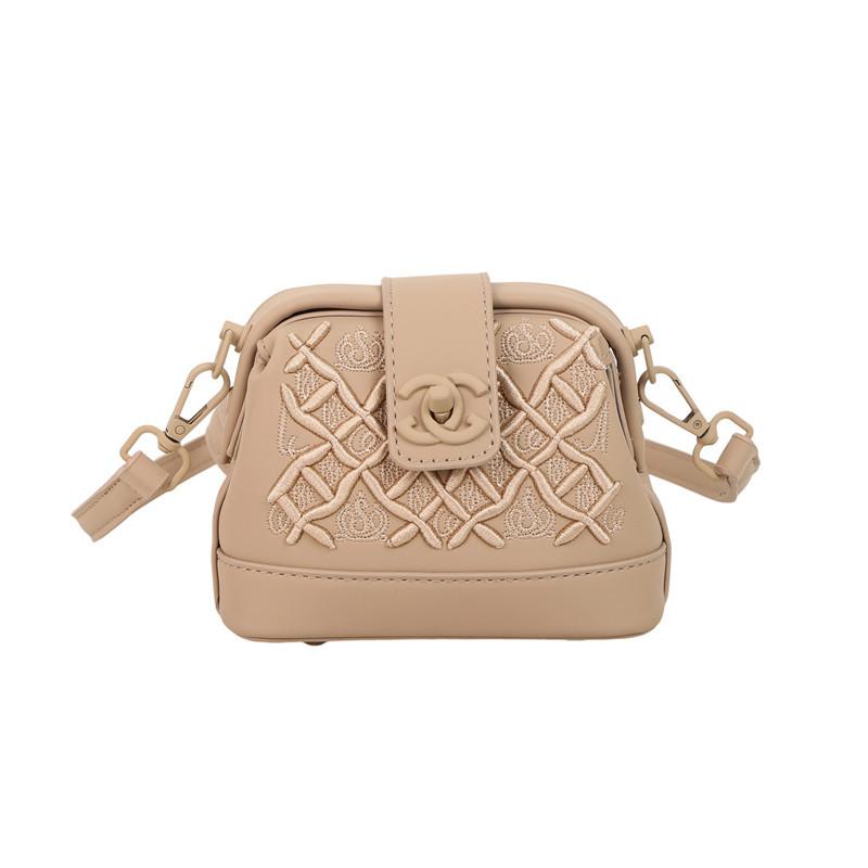 Tung Industri Broderi Skalväska Dam Ny Premium Texturerad Broderitråd Enfärgad Axelväska Crossbody