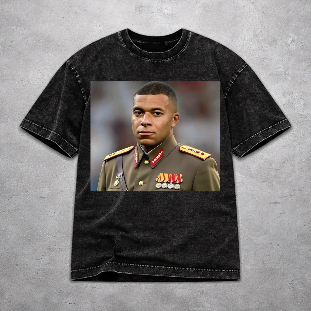 Km Mbappes Dictador Meme Gewaschenes T-Shirt Neuheit Harajuku Herren Damen HipHop T-Shirts Kurzarm