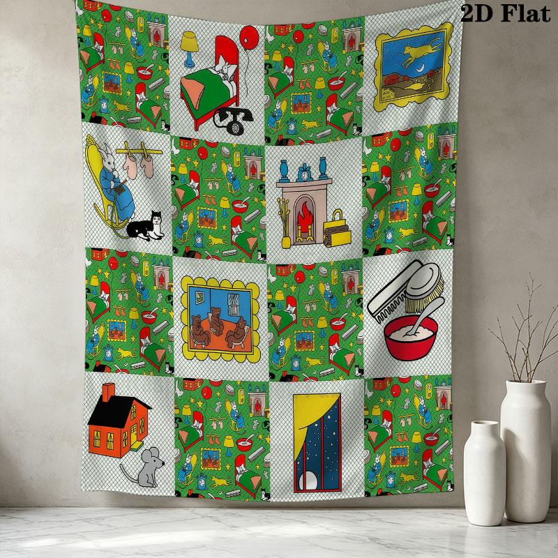 Goodnight Moon Wall Tapestry Aesthetic Wall Hanging Printed Fabric Blanket Decorative Tapestries For Bedroom Living Room Home Decor