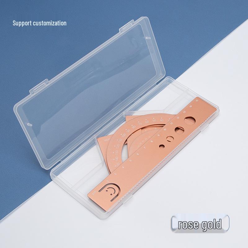 

Multi-Functional Aluminum Laser Engraving Ruler Set with Square, Protractor, Triangle, Compass, and Straight Edge. 15cm