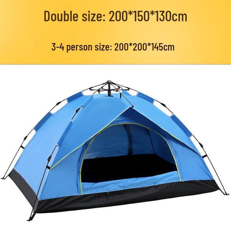 Fully Automatic 3-4 Person Tent: Sun Protection, Thickened Rainproof, Quick Setup for Camping or Beach.