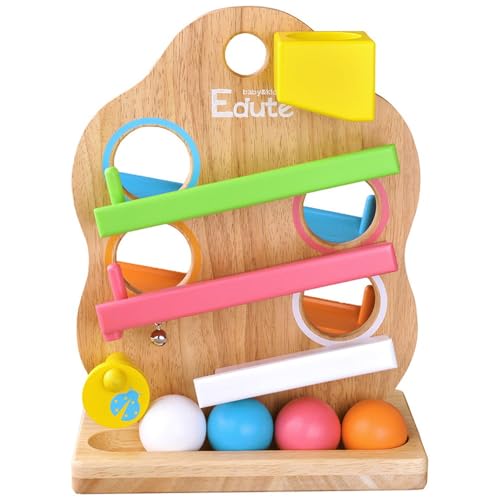 Edutē TREE Hangspielzeug mit rollender Kugel, Fokus auf Verfolgung, Verbessert die Konzentration, Genießt das beruhigende Geräusch von Holz, Verbessert die Verfolgungsfähigkeit und Te