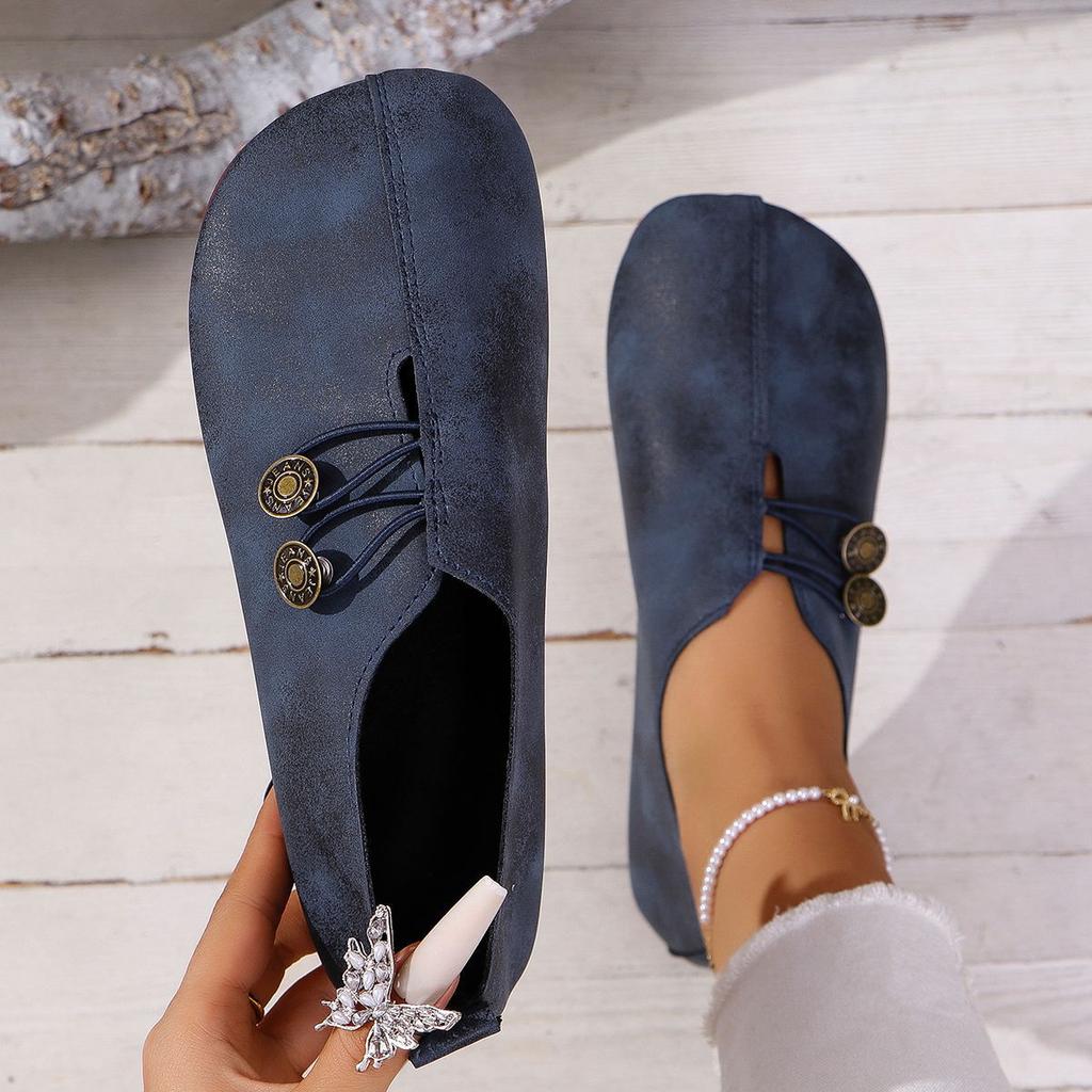 Large Size Flat-bottomed Casual Single Shoes, European, American Spring and Autumn New Flat-bottomed Round Head Shallow Mouth Doudou Single Shoes
