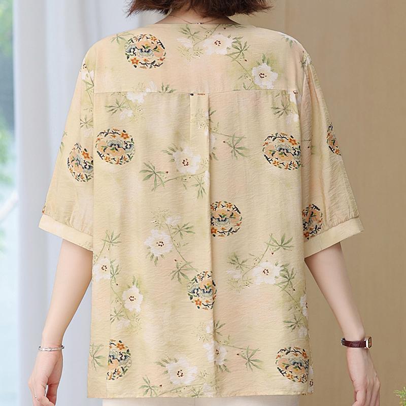 Plus Size 4XL-8XL Summer Casual Blouses Women Tops Loose Vintage Clothes Oversize Half Sleeve Shirt