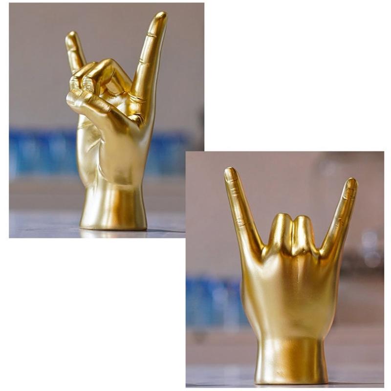 "Rock and Roll" Crafts Hand Gesture Statue Party Livehouse Day Music Theme Crafts Centerpieces Statue Bar Party