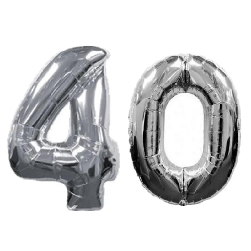 32 Zoll Gold Silber Zahlen Folienballons 10 20 30 40 50 60 70 80 90 Jahre Alt Kind Erwachsener Geburtstag Jubiläum Party Dekoration