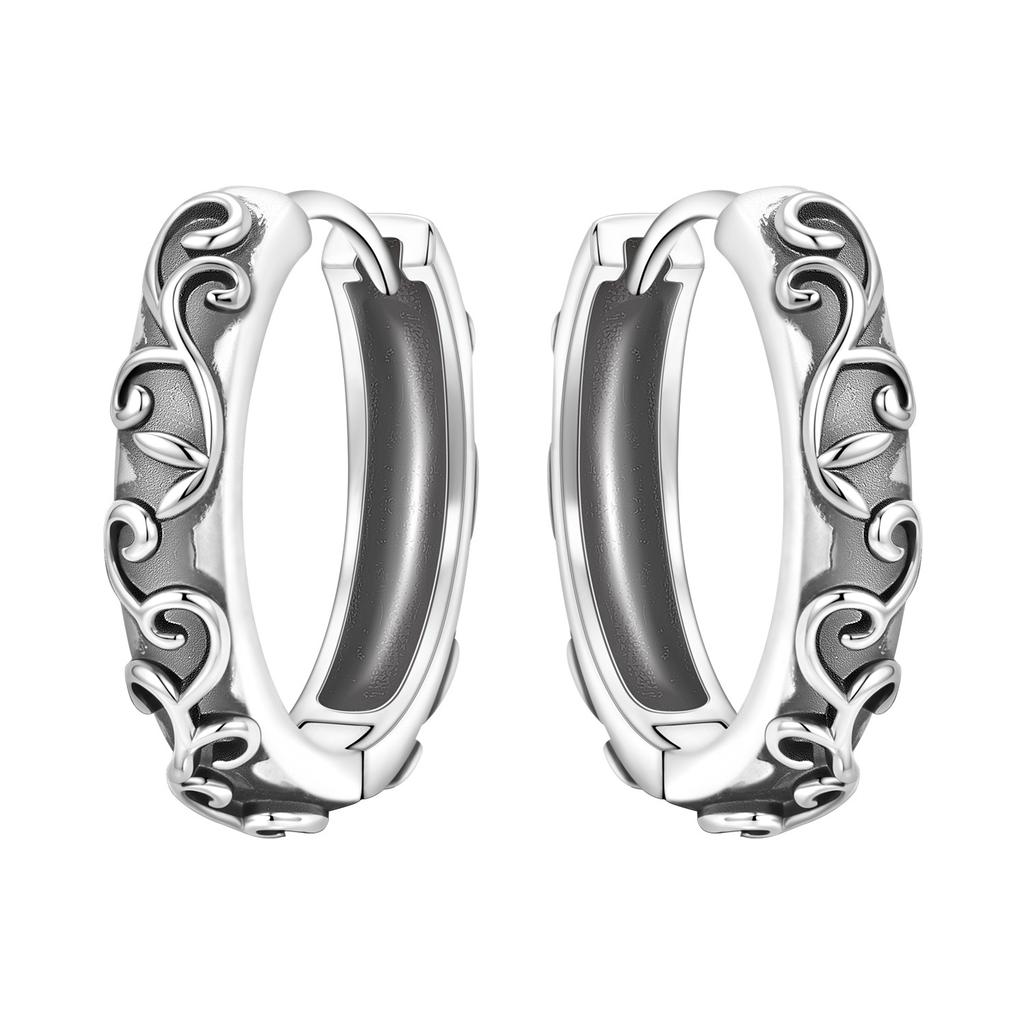 Original 925 Silver Pink Purple Flowers Plants Leaf Series Earring Hoop Earrings Women Fashion Jewelry Party Gifts