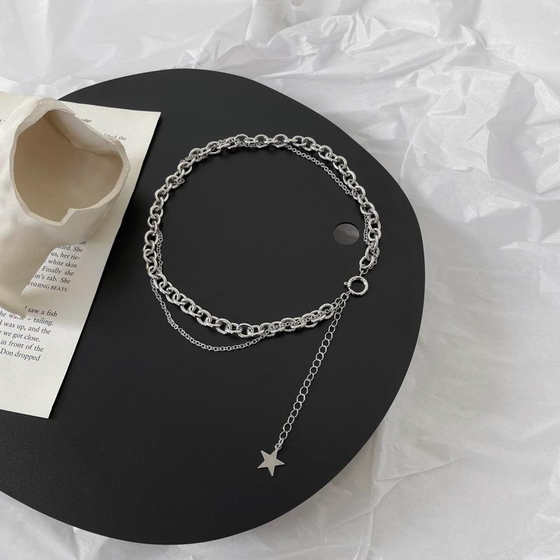 2025 New Star Stacked Pendant Titanium Steel Link Chain Punk Clavicle Necklace Sweater Chain Accessories Women Perfect
