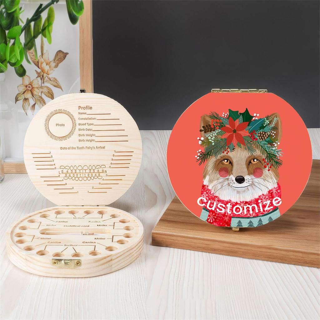Holz-Erinnerungsbox für Milchzähne und Lanugohaare für Kinder