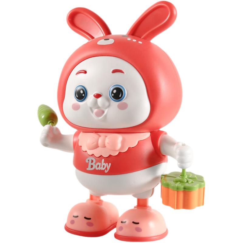 Electric Dancing Rabbit Toy for Babies: Encourages Head Lifting, Rolling, and Crawling with Sound and Movement.