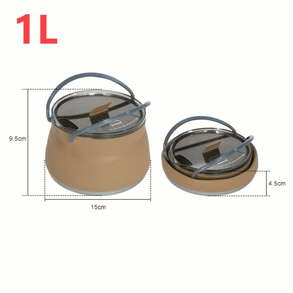 

Outdoor Silicone Water Kettle Collapsible Camping Cook Pot with Lid Cup Bowl Set Foldable Water Pot Water Boiling Kettle/Cooking