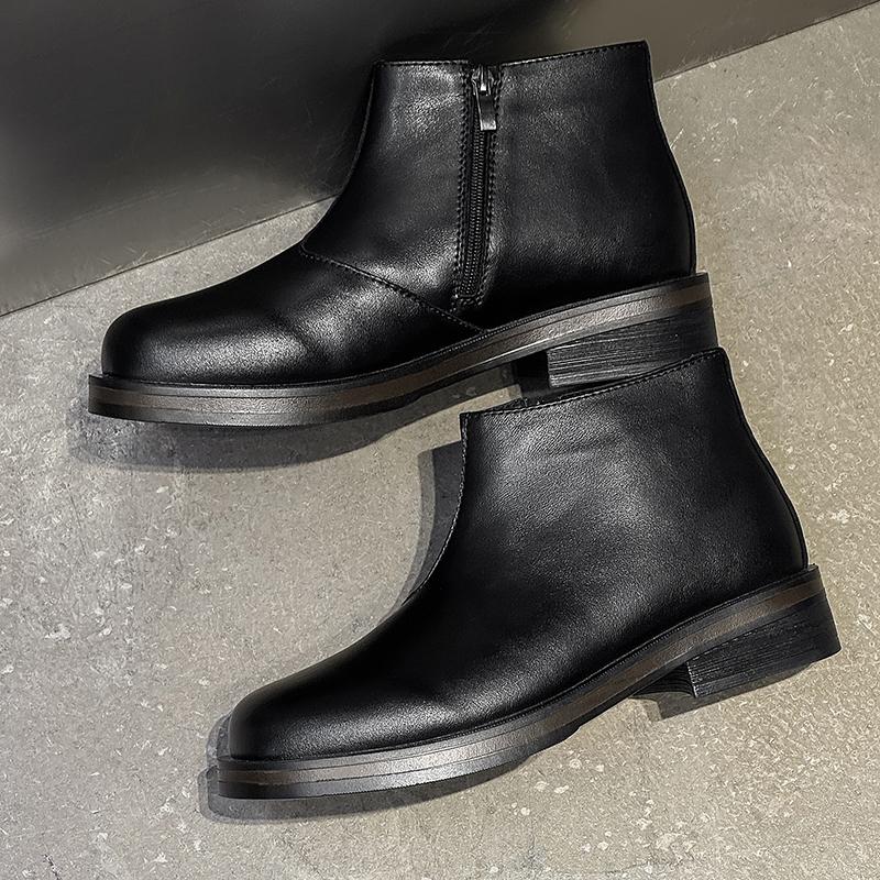 Fashion Four Seasons Male Chelsea Boots Lace-Up High Top Shoes Classic Business Ankle Boots Versatile Mens Walking Shoes Elegantes Botas