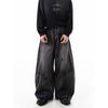Herren Used Oversized Jeans mit weitem Bein und Patchwork-Design Niedrige Taille Leicht dehnbar Baumwollmischung Vintage Streetwear