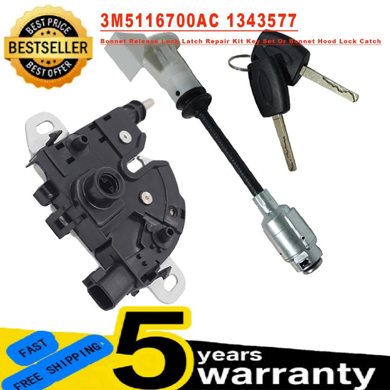 3M5116700AC 4M5AA16B970BA For Ford Focus MK2 C-MAX New Bonnet Release Hood Lock Catch Repair Kit 4895285 1343577 Car Accessories