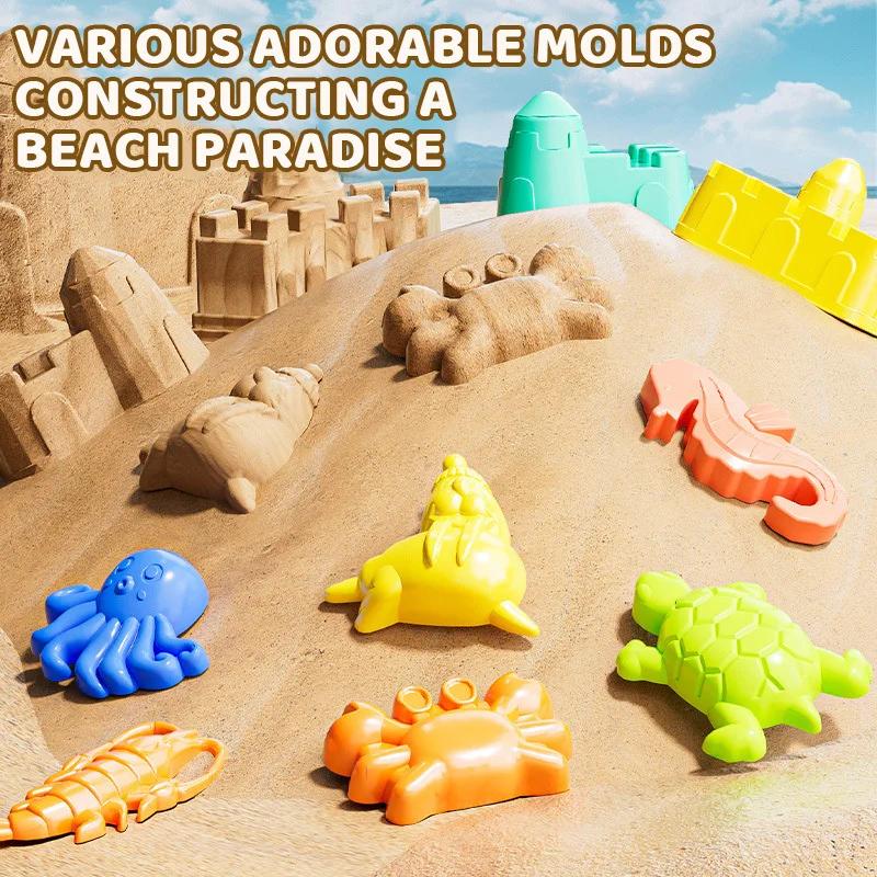 31Pcs Beach Toys for Kids Sand Toys Kit Bucket Shovel Rake Toys for Beach Animal Dinosaur Molds Travel Sandbox Children Toys