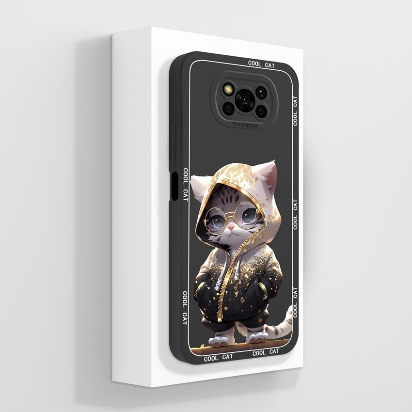 Phone Case For Xiaomi Poco X3 X5 X6 X7 C40 C50 C51 C55 C71 C75 Cute Cat Soft Covers Lens Protection Liquid Silicone Anti Slip Shell For Xiaomi Housing