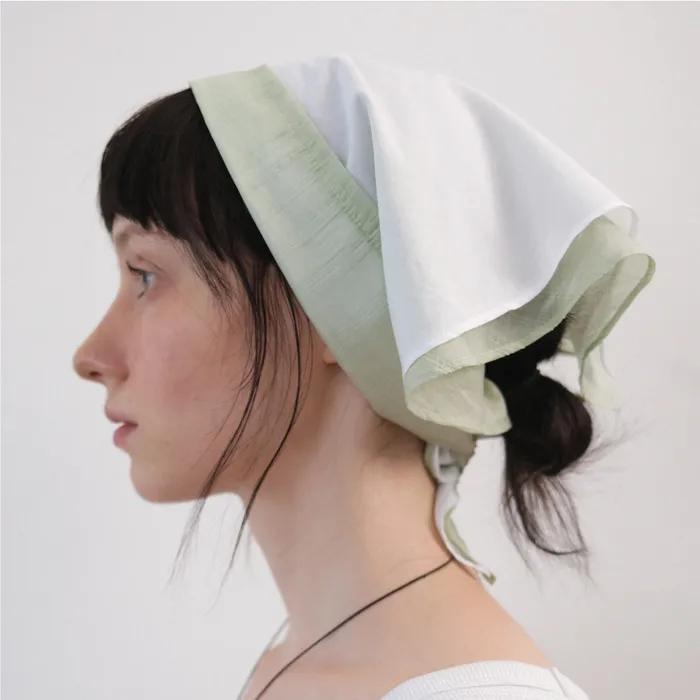 Rory Layered Scarf (white-light Green)