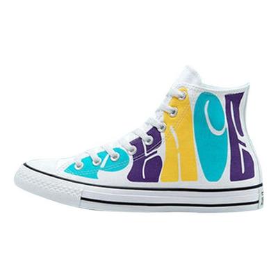 Chuck Taylor All Star High Peace Powered Unisex Trampki Białe Court-Fioletowe Żółte 167892C