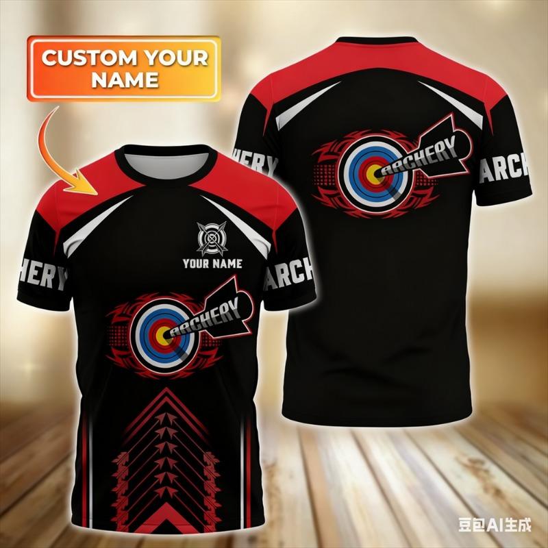 Lustige Herren-T-Shirts Mode Personalisierter Name Kurzarm-Tees Lässige O-Ausschnitt Lockere Oberteile Bogenschützenverein Teamkleidung