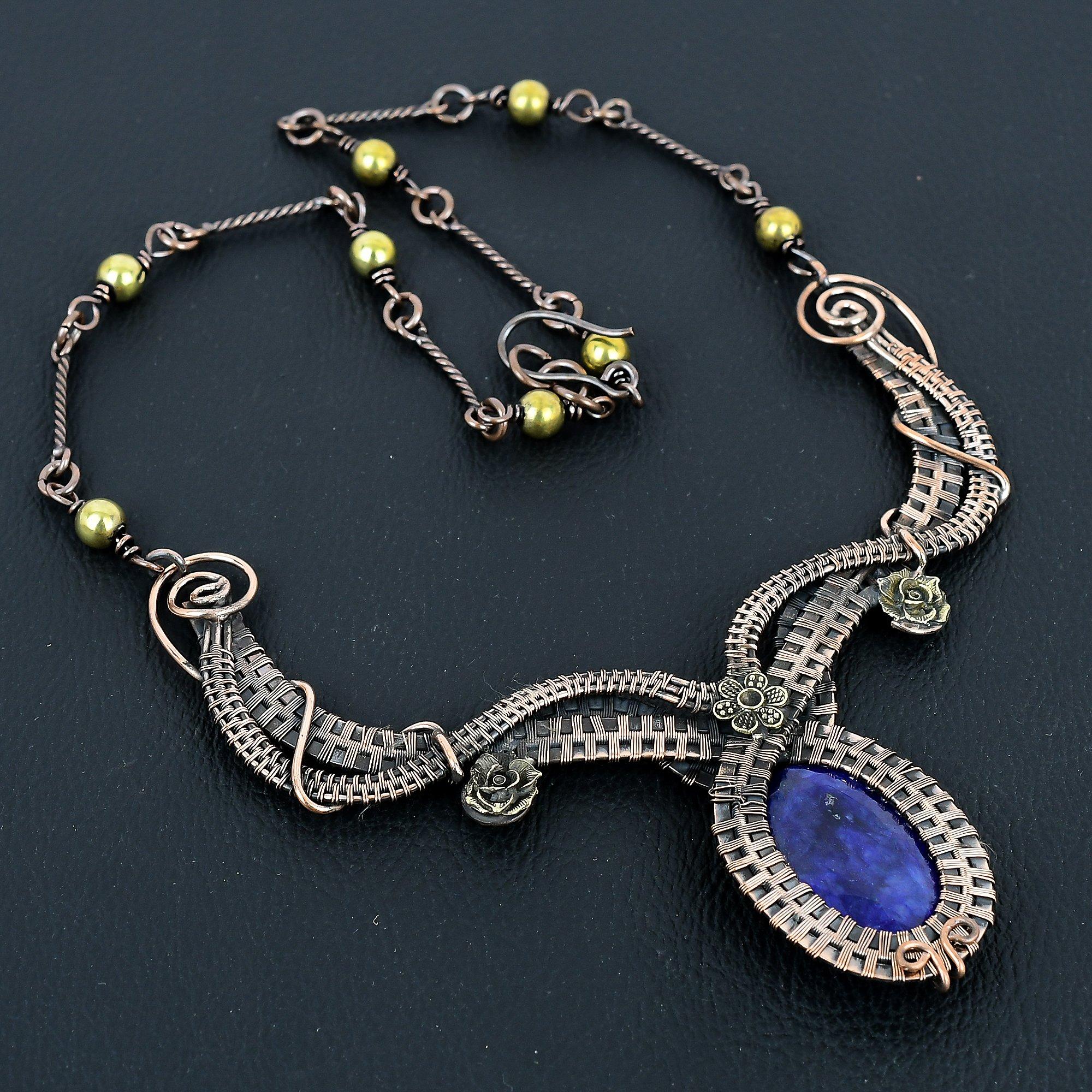 

Ожерелье с синим сапфиром, ожерелье ручной работы с драгоценными камнями, ожерелье из цельного серебра 925 пробы, старинные ювелирные изделия, для подарка на помолвку