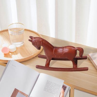 Rocking Horse Ornament Carved Wooden Figurine TV Stand Living Room Cabinet Sculpture Retro