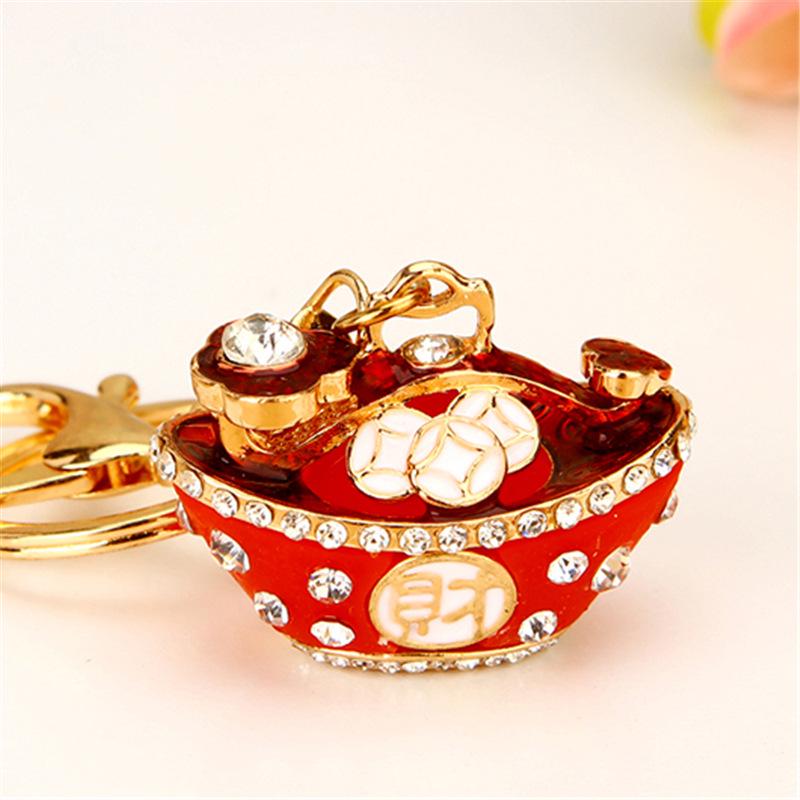 Zodiac Rhinestone Lamb Keychain Pendant for Women's Bag - Creative Business Logo Gift