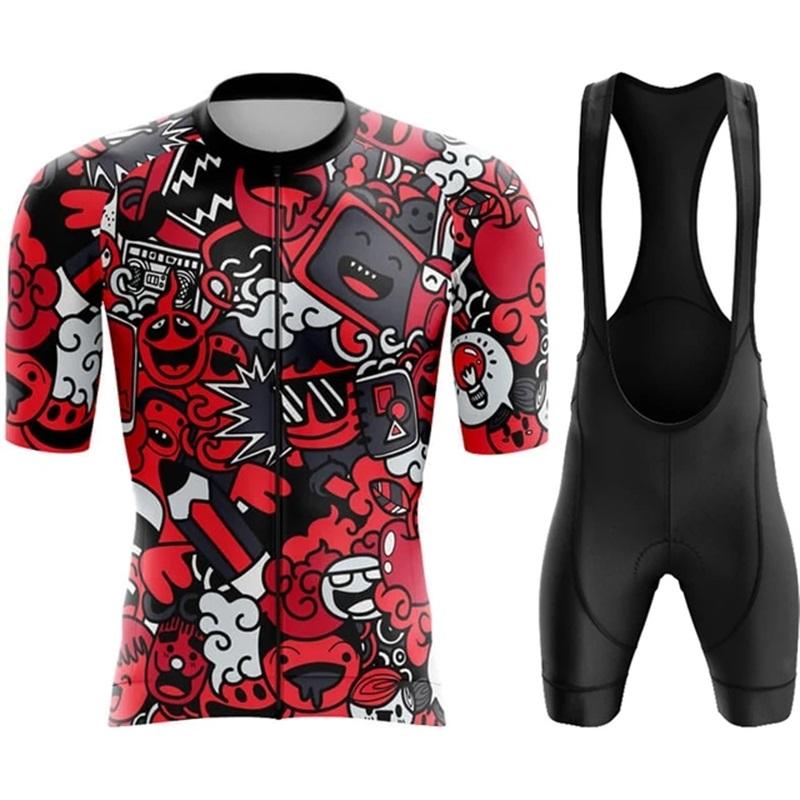 2026 Summer Breathable Cycling Suit Set Pro Team Cycling Clothing Man's MTB Bike Suit Short Sleeve Bike Clothes Ropa Ciclismo Hombre Cartoon