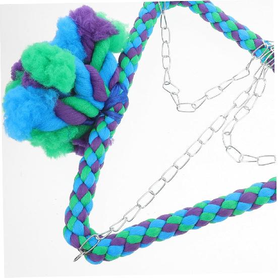 POPETPOP Rope Birds Accessories Cage Triangle Bird Perch Climb The Stairs Toy Parrot Bird Cage Hammock Bird Perch Small Parrot Product Striped Bass