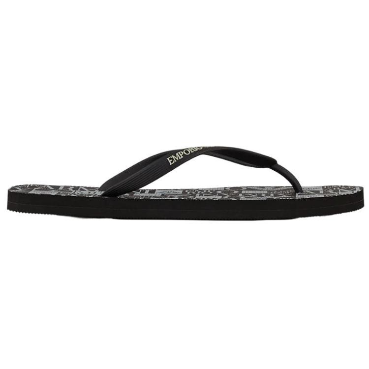 Emporio Armani Slides Rubber Slip-On Fashion Flip Flops Men Footwear Black XVQS01XN1221R625