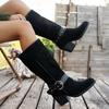 Fashion Women Boots Trend Knee High Western Boots Women 2025 New Thick Heels Ankle Boots Autumn Pointed Toe Buckle Decoration Shoes
