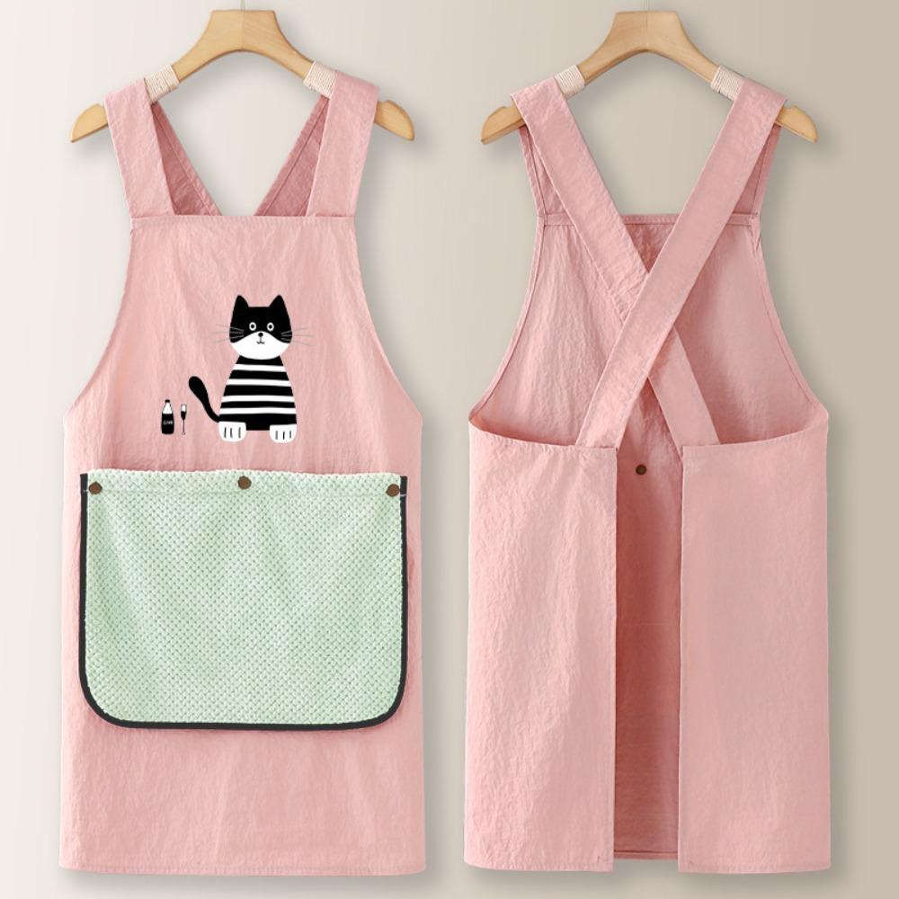 Wear-resistant Kitchen Apron Anti-fouling Hand Wipe Feature Long Sleeved Apron Comfortable with Detachable Towel