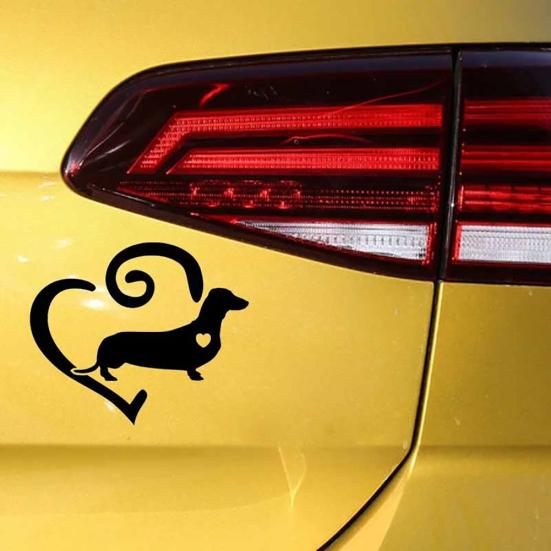 Dachshund Love Heart Car Sticker PET Adhesive Vehicle Removable Decor Decal