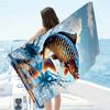 1 Extra-Large Beach Towel - Soft velour microfiber, sand-resistant and absorbent, features a carp pattern, suitable for the b