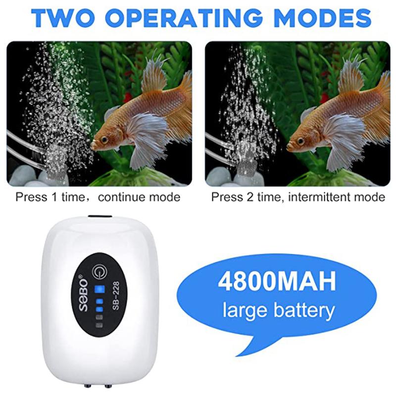 4800mAh Aquarium Sauerstoff Luftpumpe Kompressor Aquarium USB Aufladung Klein Tragbar Abzug Ultra Leise Innen Außen Angeln