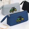 Cartoon Tractor Student Large-capacity Double-layer Pencil Case with Zipper Closure Thick and Durable