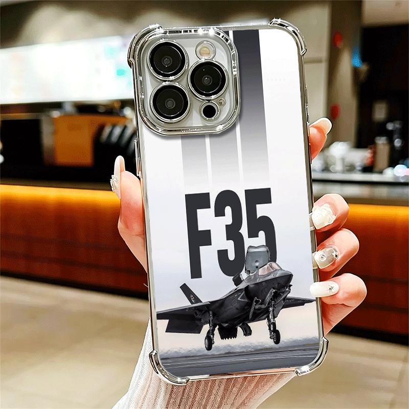 

Fighter Plane F-22 Raptor Cool Soft Phone Case For iPhone 15 16 17 Air 14 Pro Max 16E Plus 13 12 Mini Plating Anti-Fall Fundas iPhone 17 Pro