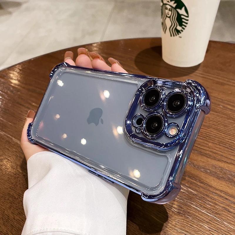 Luxury Electroplate Transparent Phone Case For For Iphone 15 14 13 12 11 16 Pro Max Plus X Xs XR Max Bumper Shockproof Clear Cover
