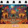 1 PC, polyester material, a Mexican-style Day of the Dead decoration background cloth, altar pattern design