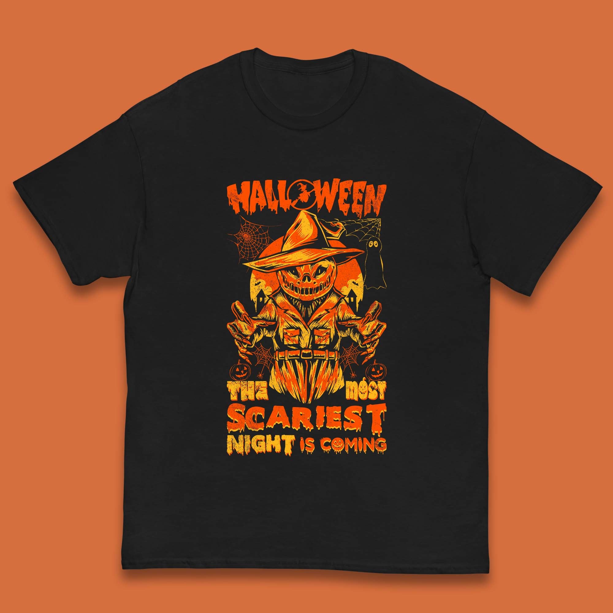 

Halloween The Most Scariest Night Is Coming Halloween Scarecrow Jack O Lantern Scary Night Kids T Shirt 130