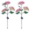 Solar Powered Garden Lamps 3-Head Hydrangea Flower Light with Colorful LEDs Waterproof Outdoor Stake Lights Lamp for Yard Patio Walkway Energy-Saving