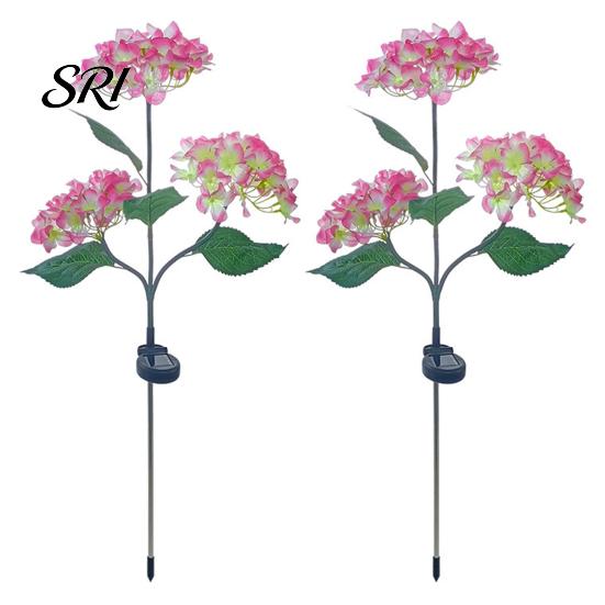 Solar Powered Garden Lamps 3-Head Hydrangea Flower Light with Colorful LEDs Waterproof Outdoor Stake Lights Lamp for Yard Patio Walkway Energy-Saving