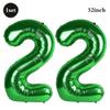 32 Inch Green Number Foil Balloons 0-9 Jungle Safari Theme Soccer Party Decor Kid Boy 1st Birthday Dinosaur Baby Shower Supplies
